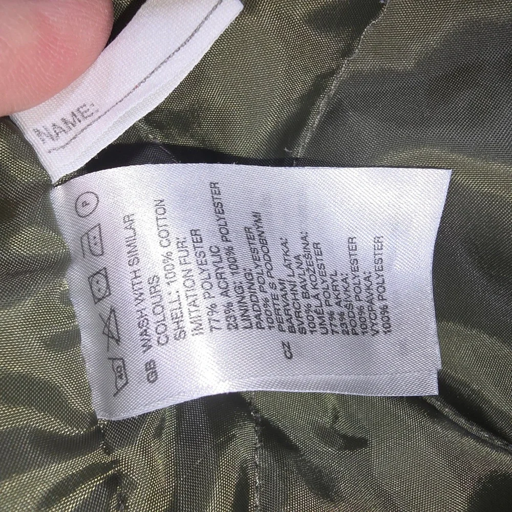 HM LOGG Boys Olive Green Field Jacket Faux Shearling Lined Parka Size 8-9Y